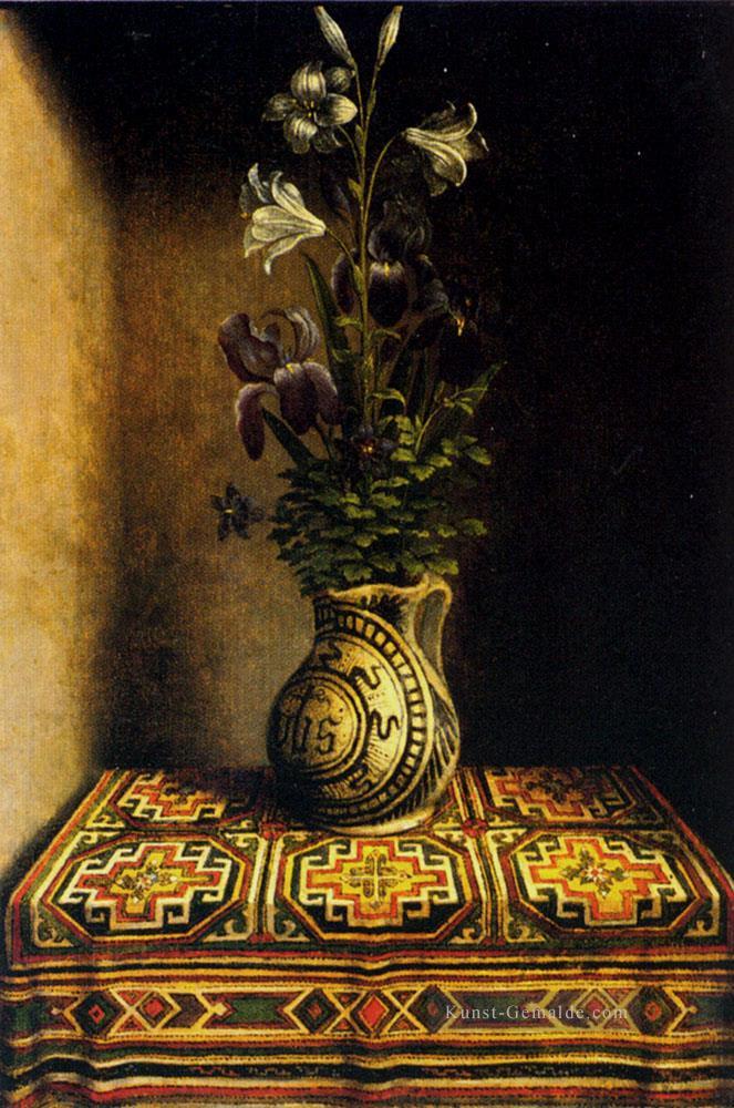 Marian Flowerpiece religions Niederländische Hans Memling Blume Ölgemälde